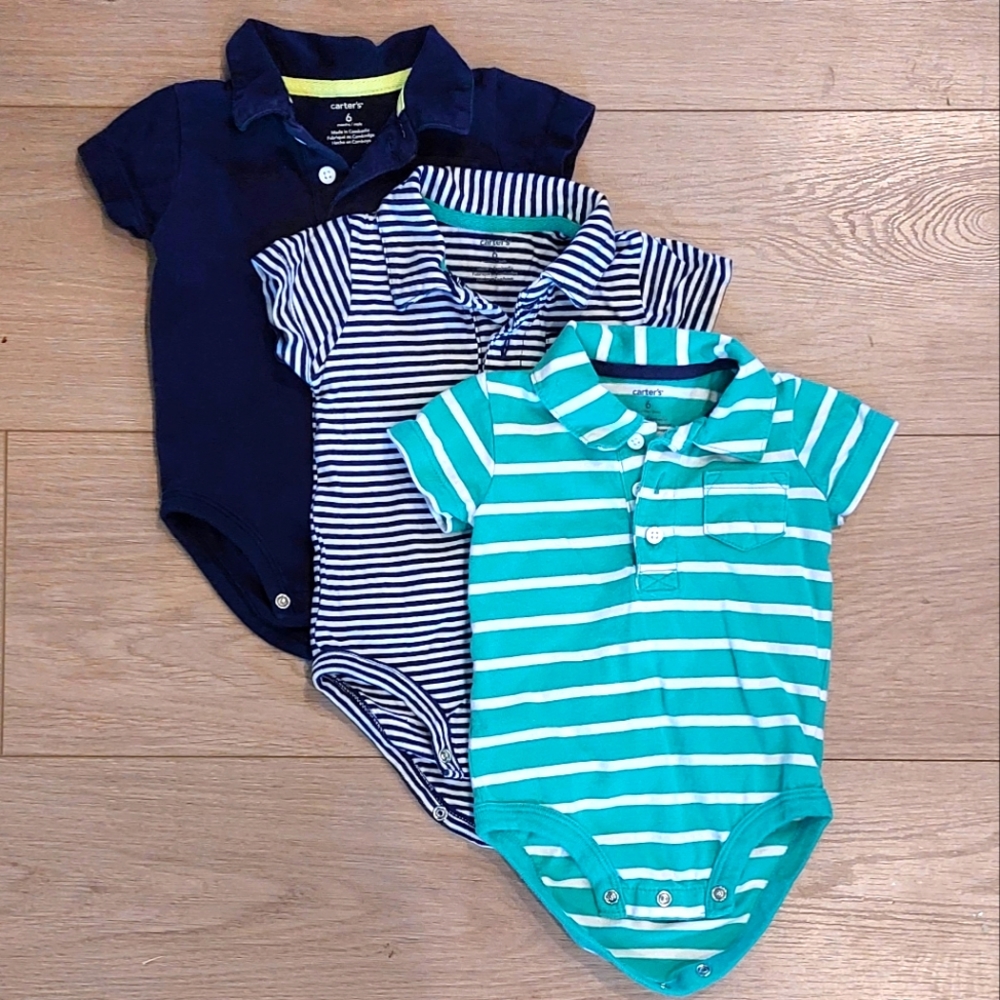 3/$30 Carter's 3-Pack Polo Onesies - 6 months